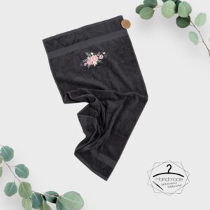 Duschtuch bestickt - Blumen
